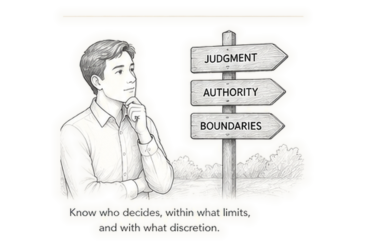Judgment and authority boundary visual.