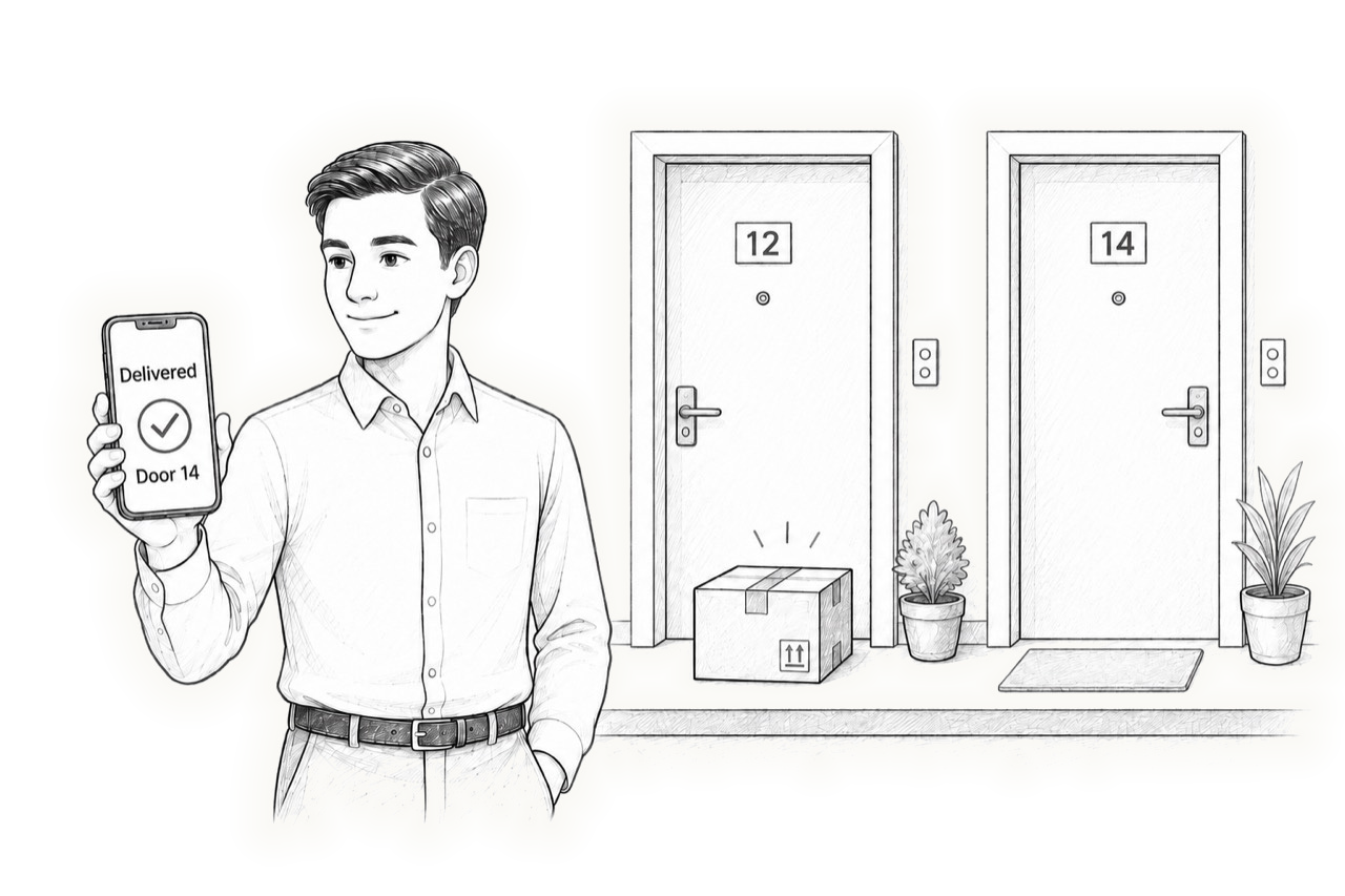 A delivery scene used to examine whether delivered proves correct delivery.
